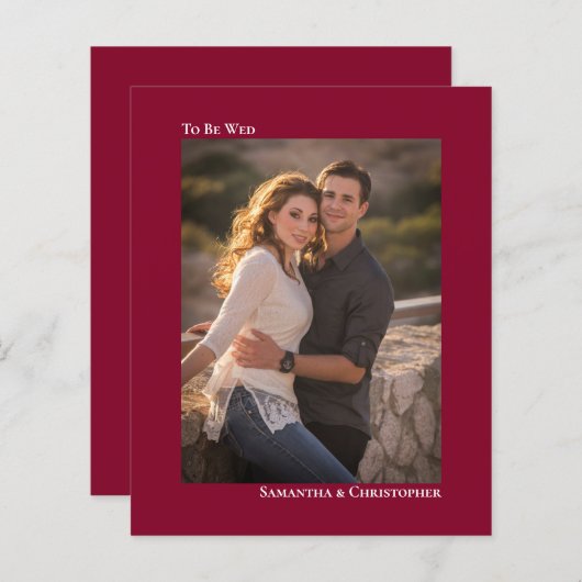 Papier Simple Cranberry Red BUDGET Mariage Photo Invitati (Devant / Derrière)