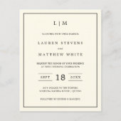 Papier Simple Crème Monogramme Budget Mariage Invitation (Devant)