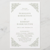 Papier Simple Delicate Sage Floral Green Wedding Programm (Devant)