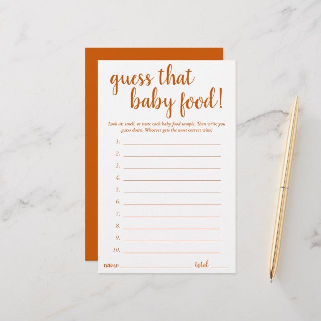 Papier Simple devinez la nourriture pour bébés | Automne  (Devant/Arrière en situation)