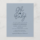 Papier Simple Dusty Blue Budget Oh Baby shower Invitation (Devant)