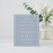 Papier Simple Dusty Blue Monogramme Budget Mariage Invita (Debout devant)