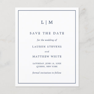 Papier Simple Économie Mariage Bleu Marine Date à Sauvega