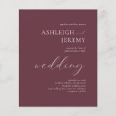 Papier Simple Elegant Burgundy Mariage de script blanc (Devant)