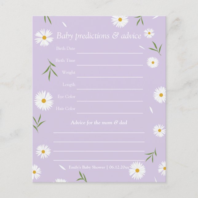 Papier Simple Elegant Daisy Baby shower de devis Jeu (Devant)