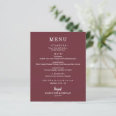 Papier Simple Élégant Dîner de Mariage Bordeaux (Debout devant)