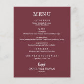 Papier Simple Élégant Dîner de Mariage Bordeaux (Devant)