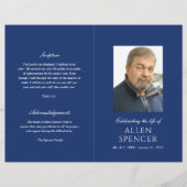 Papier Simple Elegant Marine Blue Modern Funeral Programm (Devant)