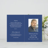 Papier Simple Elegant Marine Blue Modern Funeral Programm (Debout devant)