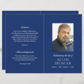 Papier Simple Elegant Marine Blue Modern Funeral Programm (Devant / Derrière)