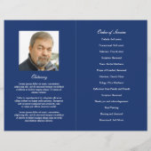 Papier Simple Elegant Marine Blue Modern Funeral Programm (Dos)