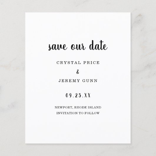 Papier Simple élégante photo budget mariage Enregistrer l (Dos)