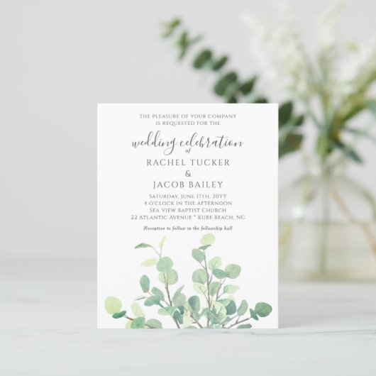 Papier Simple Faire-part de mariage de verdure Eucalyptus (Debout devant)