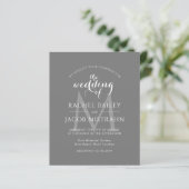 Papier Simple Faire-part de mariage photo gris monogramme (Debout devant)