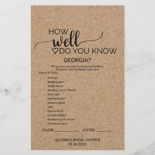 Papier Simple Faux Kraft Connaissez-Vous Le Jeu De Mariée