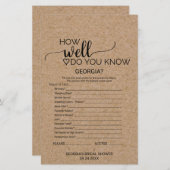 Papier Simple Faux Kraft Connaissez-Vous Le Jeu De Mariée (Devant / Derrière)