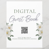 Papier Simple Floral Digital Guest Book QR Code Sign (Devant)
