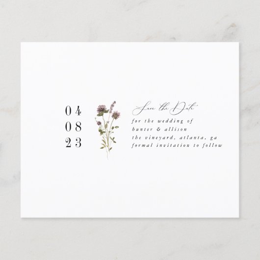 Papier Simple Floral Enregistrer la date (Devant)