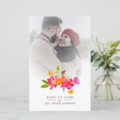 Papier Simple Floral Garland Romantic Photo Wedding (Debout devant)