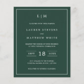Papier Simple Forest Green Monogramme Budget Mariage Invi (Devant)