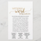 Papier Simple Gold Calligraphy Mariage Word Search Jeu (Dos)