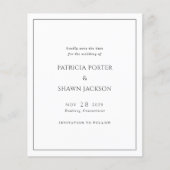 Papier Simple Mariage Budget Blanc Save the Date (Devant)