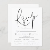 Papier Simple Mariage noir blanc QR choix de repas RSVP (Devant / Derrière)