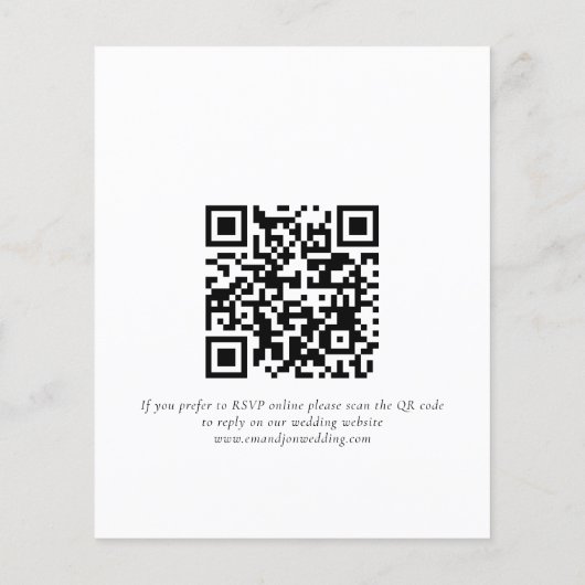 Papier Simple Mariage noir blanc QR choix de repas RSVP (Dos)