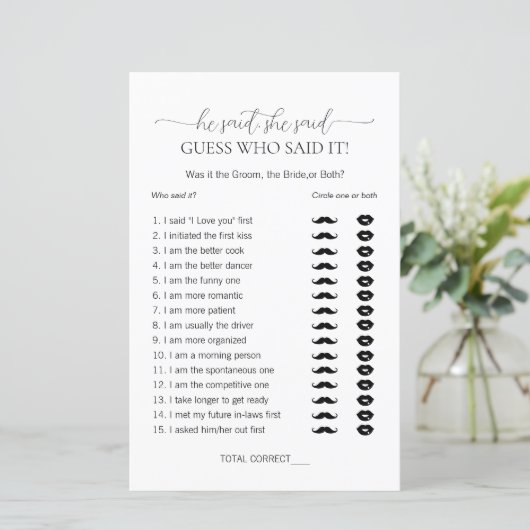 Papier Simple Minimal, Il Dit Qu'Elle A Dit Fête des mari (Debout devant)