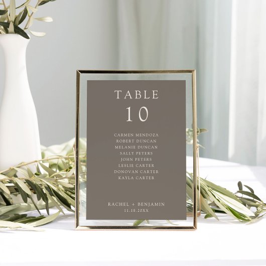 Papier Simple Minimal Taupe Wedding Seating Chart