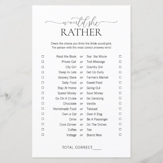 Papier Simple Minimal Voudrait-Elle Plutôt Fête des marié (Devant)