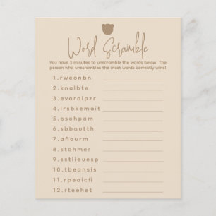 Papier Simple minimaliste moderne ours Baby shower Jeu