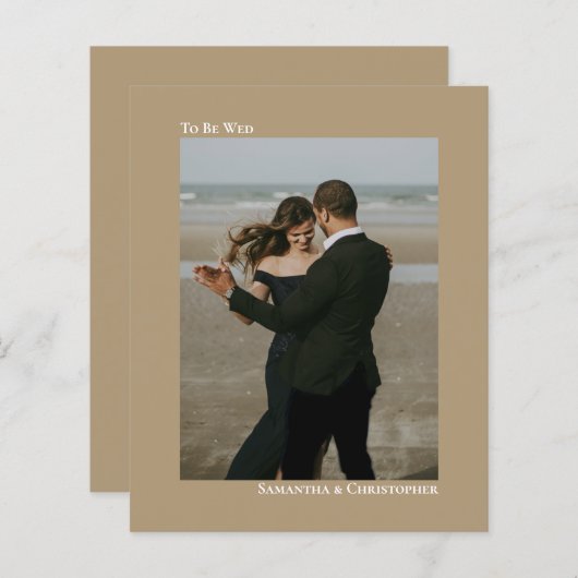 Papier Simple Mocha Tan BUDGET Mariage Photo Invitation (Devant / Derrière)