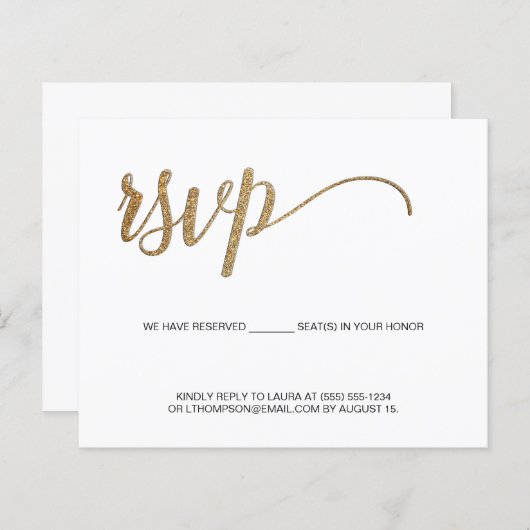 Papier Simple Modern Gold RSVP sans envoi Siège réservé (Devant / Derrière)