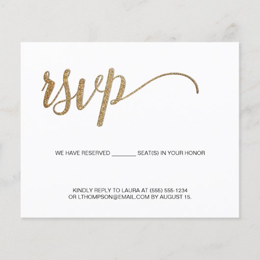 Papier Simple Modern Gold RSVP sans envoi Siège réservé (Devant)