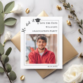 Papier Simple modern photo Graduation Save the Date card