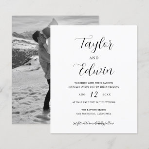 Papier Simple moderne Faire-part de mariage de budget pho