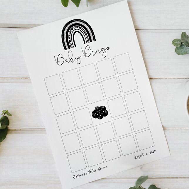 Papier Simple moderne noir blanc arc-en-ciel bébé doucheB (Créateur téléchargé)