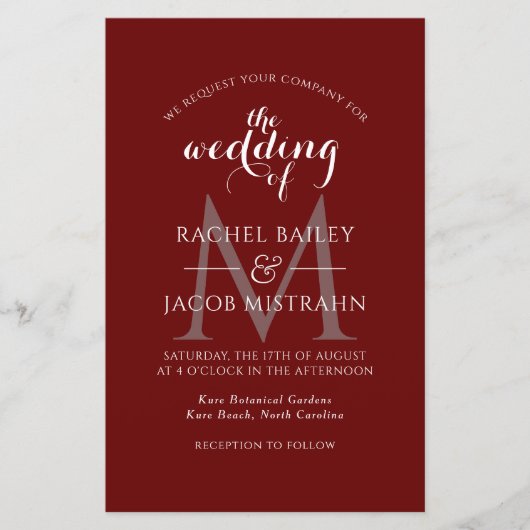 Papier Simple Monogramme noir Faire-part de mariage photo (Devant)