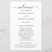 Papier Simple Noir Blanc Minimal Élégant Mariage Programm (Devant)