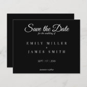 Papier Simple noir Enregistrer la date Mariage budget (Devant / Derrière)