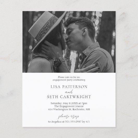 Papier Simple Photo Budget Engagement Partie Invitation (Dos)