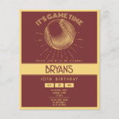 Papier Simple Retro Gold Baseball Budget Anniversaire Inv (Devant)