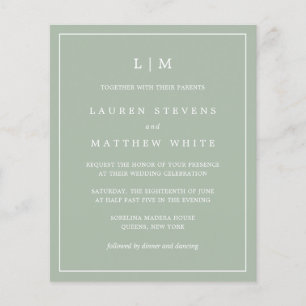Papier Simple Sage Green Monogramme Budget Mariage Invita