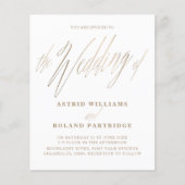 Papier Simple Script Mariage Blanc & Or Budget (Devant)