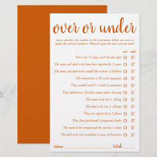 Papier Simple sur ou sous Automne Orange Game Card