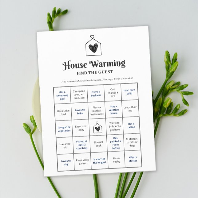 Papier Simple Sweet Heart House Warming Party Jeu de Bing (Simple Sweet Heart House Warming Party Bingo Game)