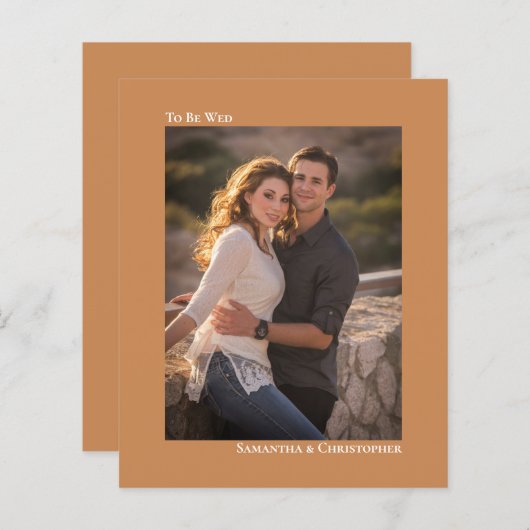 Papier Simple Tan d'or BUDGET Mariage Photo Invitation (Devant / Derrière)