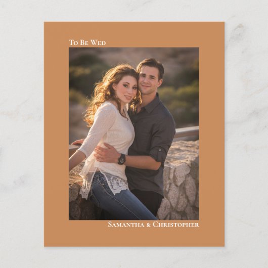 Papier Simple Tan d'or BUDGET Mariage Photo Invitation (Devant)