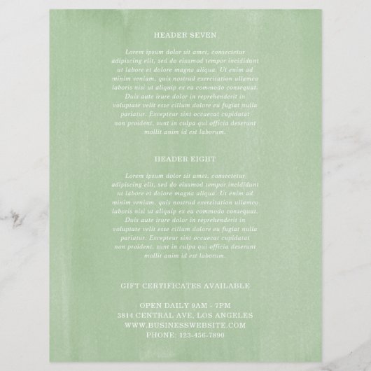 Papier Simple Verdure Moderne Élégant Rustique Tarifs (Dos)